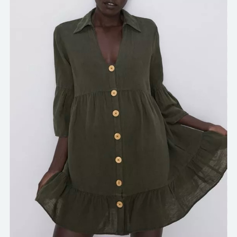 Zara Olive Green Mini Dress